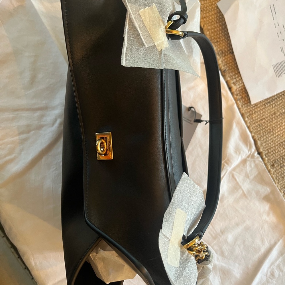 New - Balenciaga Black Rodeo Medium Leather Shoulder Bag with gold hardware - Picture 8 of 14